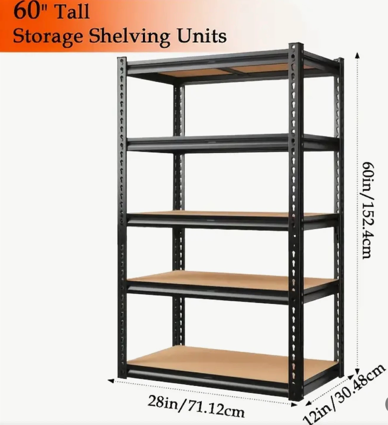 New in box-5 Tier Storage Shelving Unit - 60" Tall