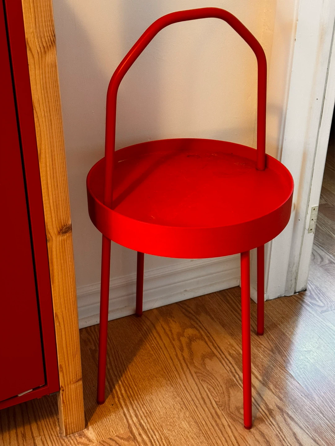 Ikea BURVIK Red Accent Side Table with Handle