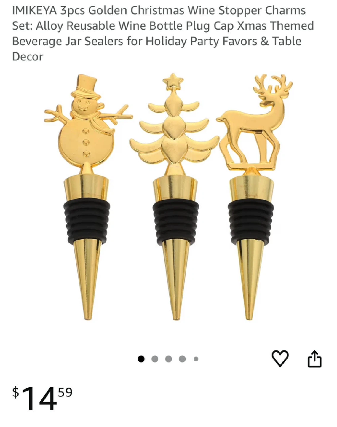 IMIKEYA 3pcs Golden Christmas Wine Stopper Charms