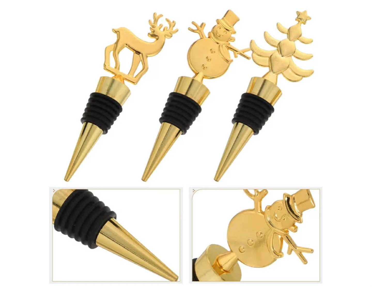 IMIKEYA 3pcs Golden Christmas Wine Stopper Charms - photo 3
