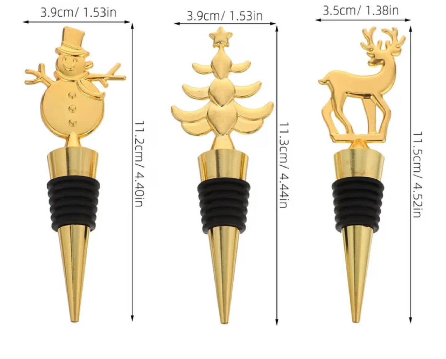 IMIKEYA 3pcs Golden Christmas Wine Stopper Charms - photo 2