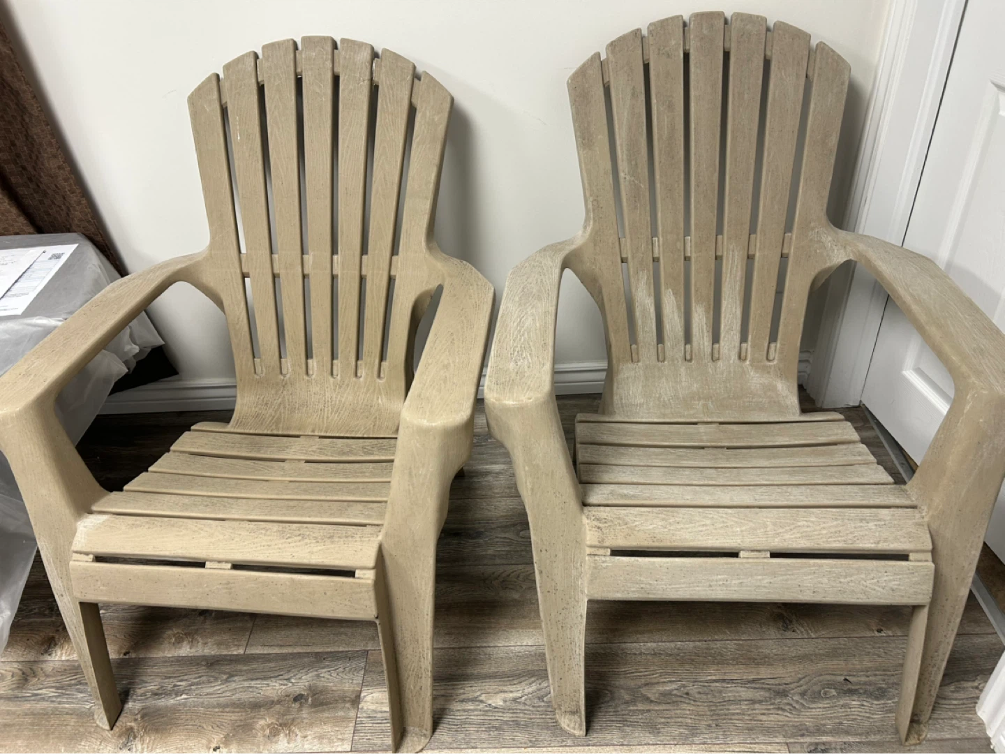 Set of 2 Plastic Adirondack Chairs - Beige