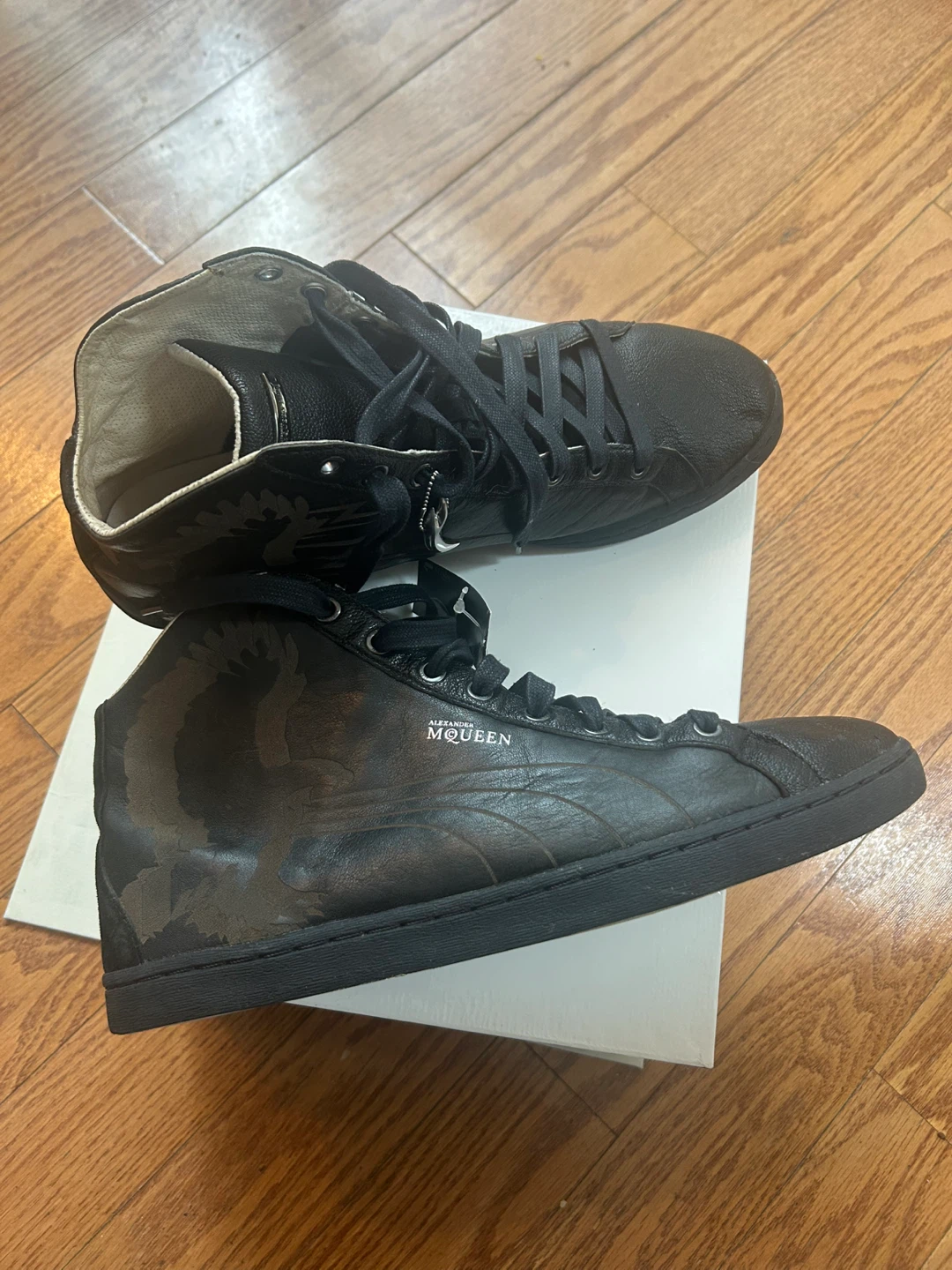 Alexander McQueen Black Leather High-Top Sneakers