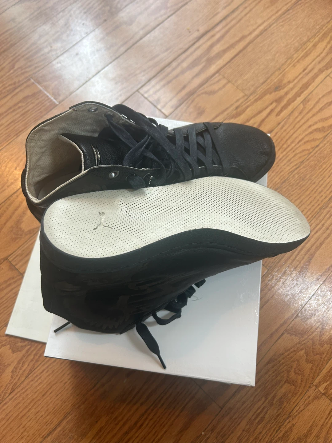 Alexander McQueen Black Leather High-Top Sneakers - photo 3