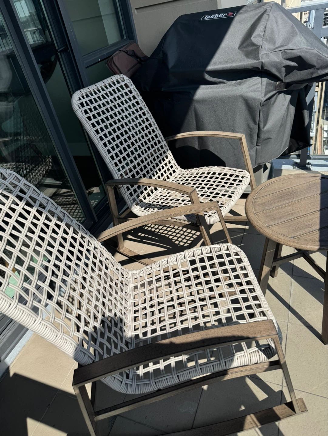 2-Piece Wicker Rocking Chair Set with Round Side Table - photo 3