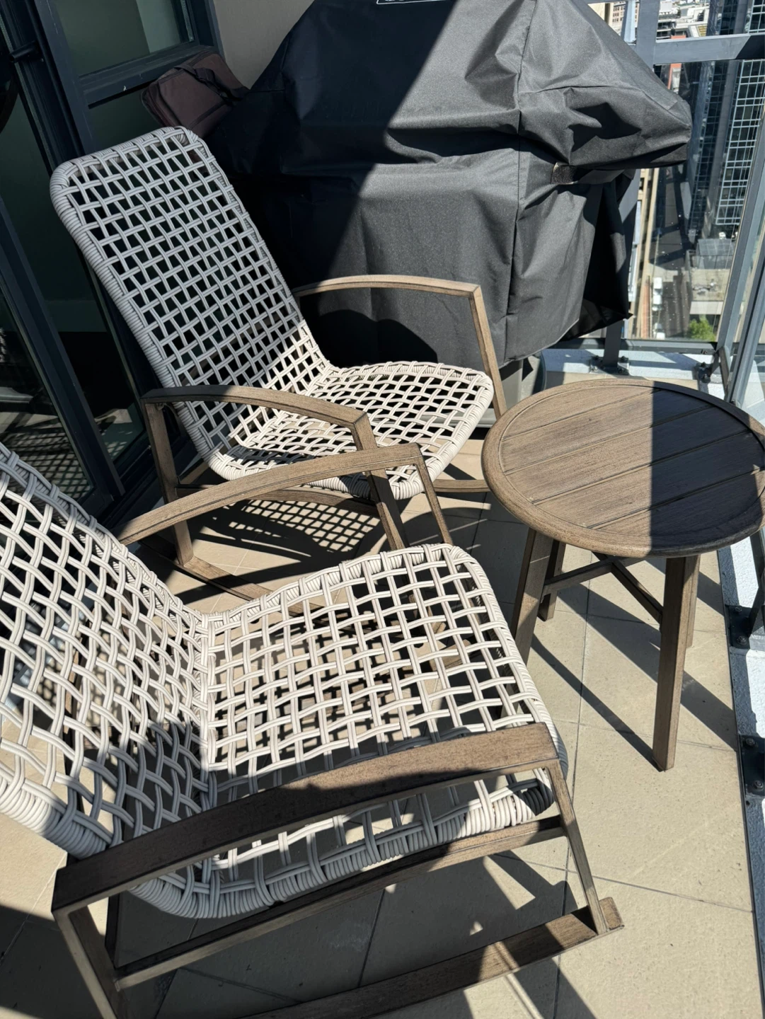 2-Piece Wicker Rocking Chair Set with Round Side Table - photo 2