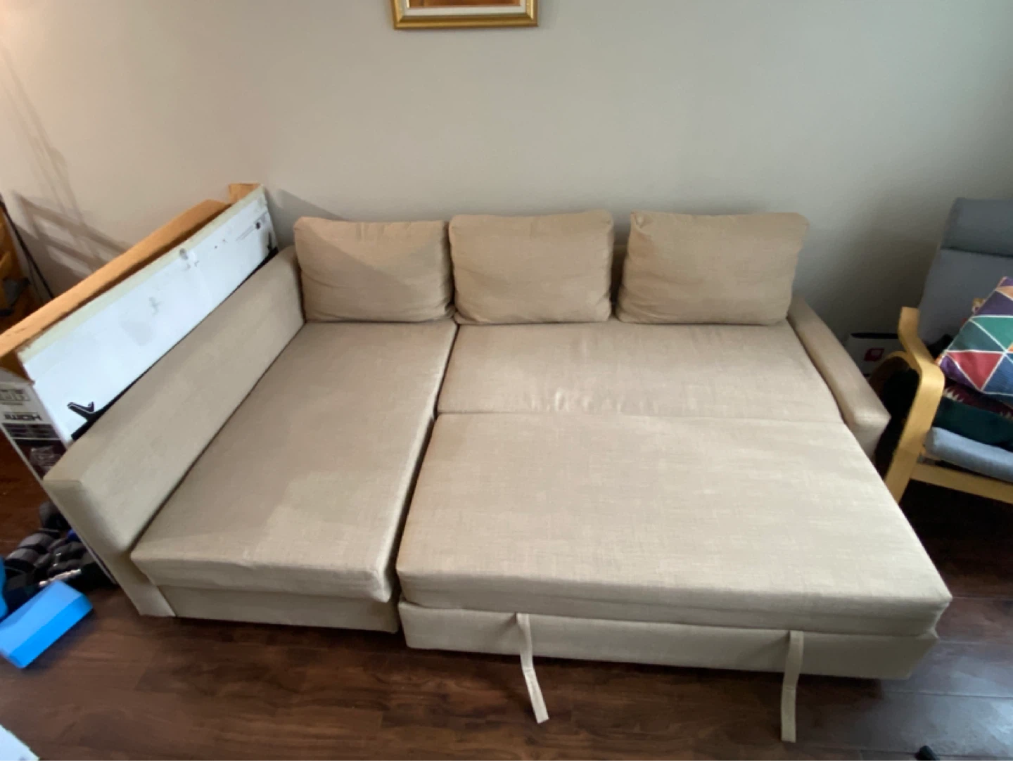 Beige Sectional Sofa Bed with Storage - photo 3