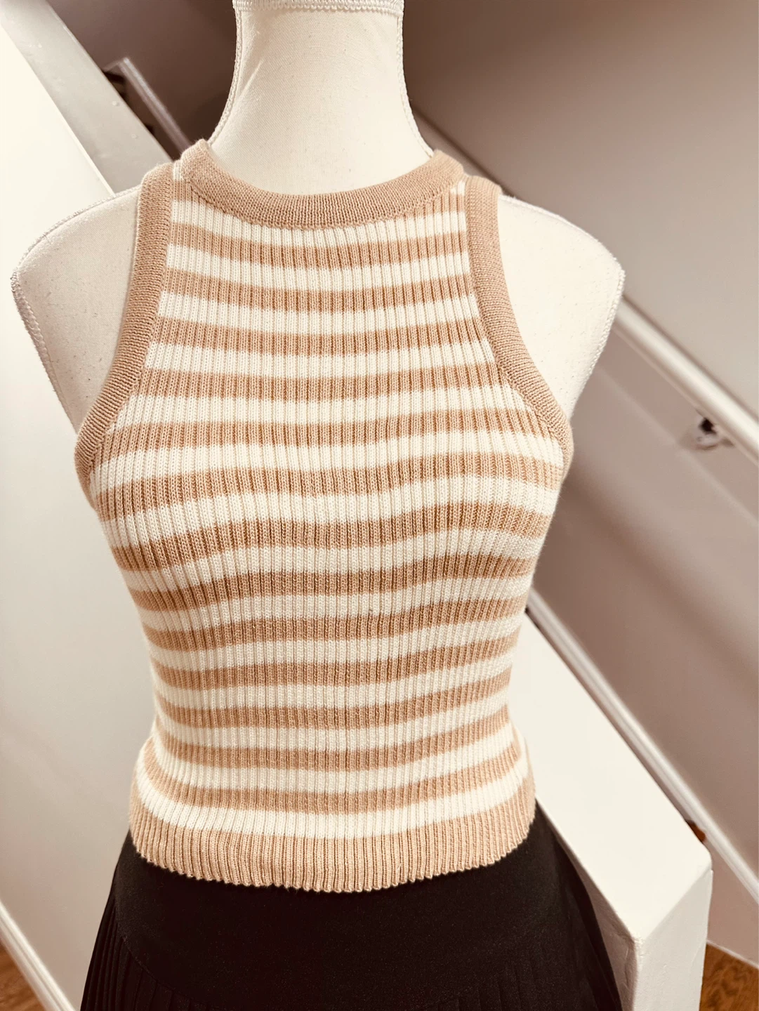 Striped Ribbed Knit Tank Top