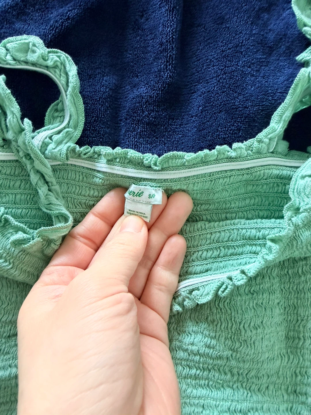 Aerie Smocked Cropped Tank Top - Mint Green - Size S - photo 2