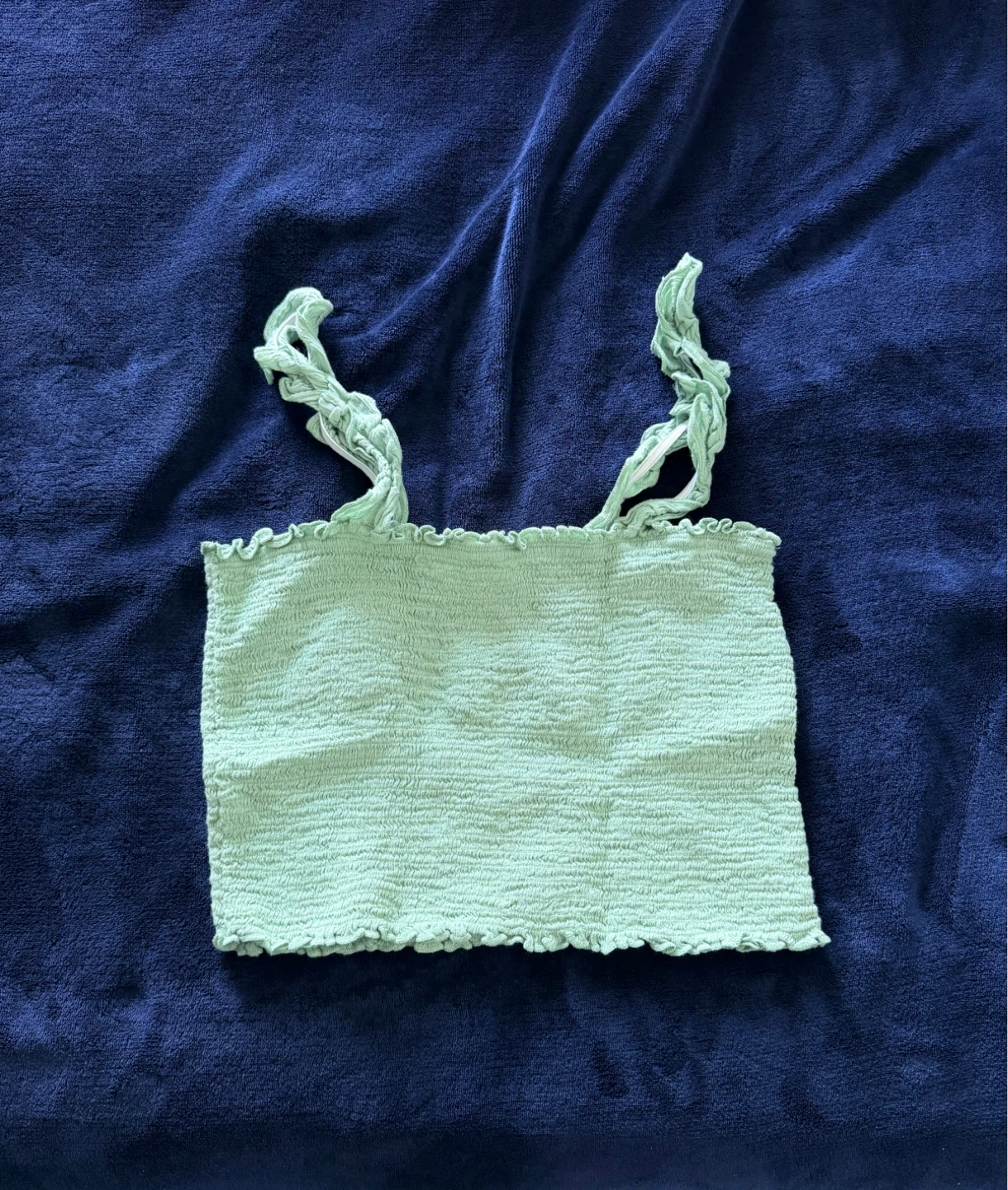 Aerie Smocked Cropped Tank Top - Mint Green - Size S