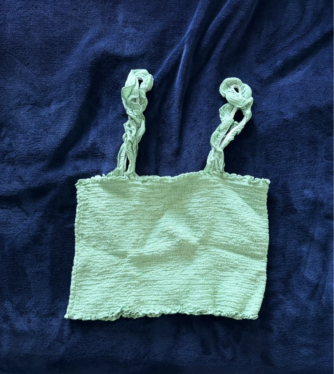 Aerie Smocked Cropped Tank Top - Mint Green - Size S - photo 3