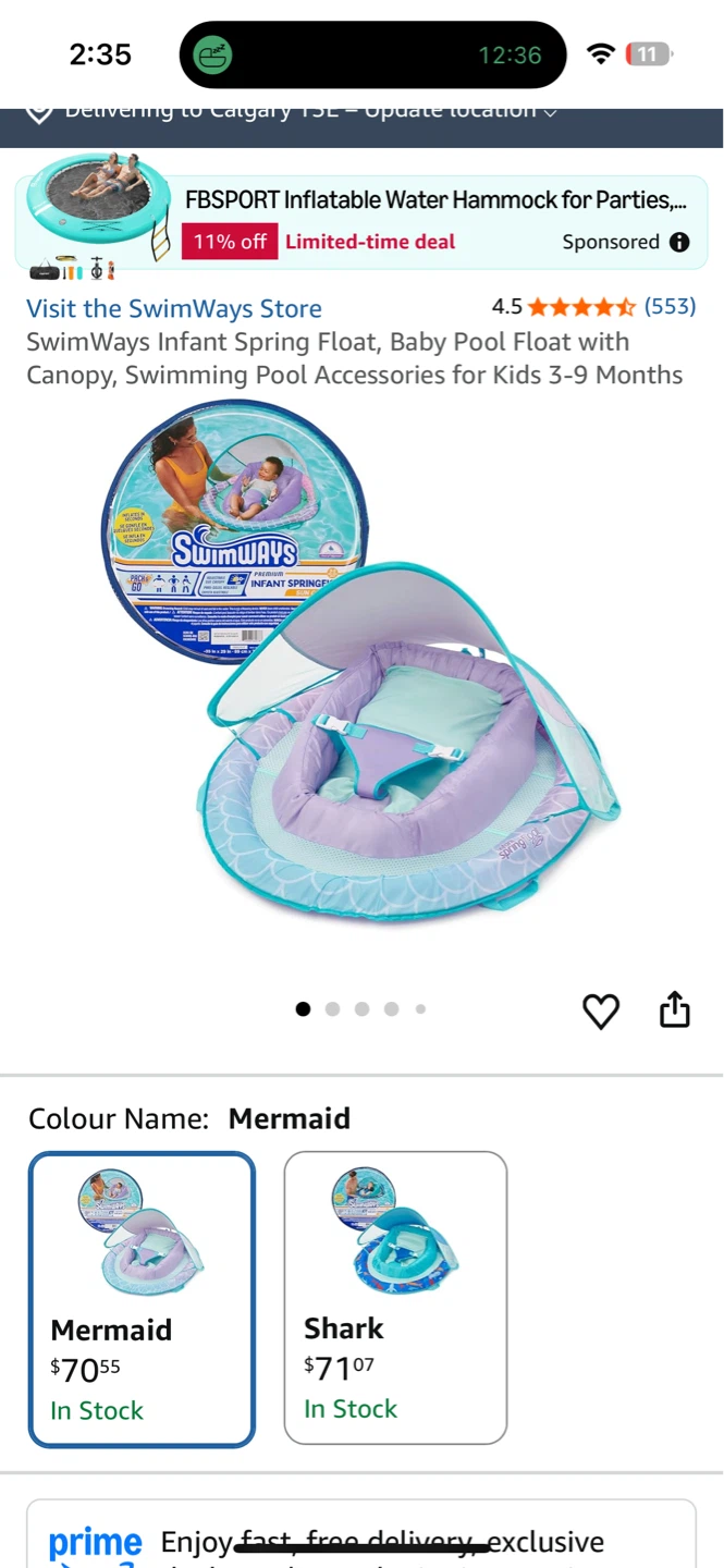 Brand new SwimWays infant spring float with sun canopy - photo 2