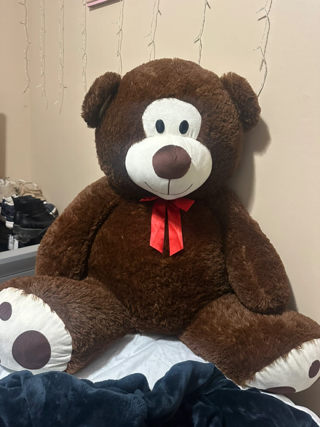Giant Brown Teddy Bear with Red Bow - photo 5