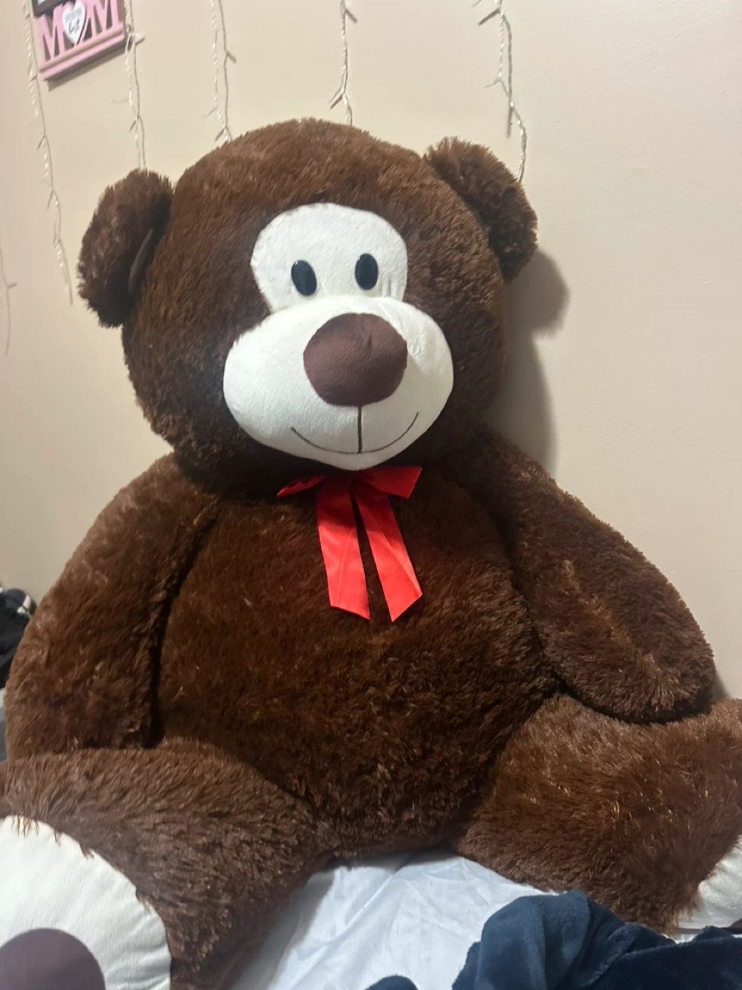 Giant Brown Teddy Bear with Red Bow - photo 3