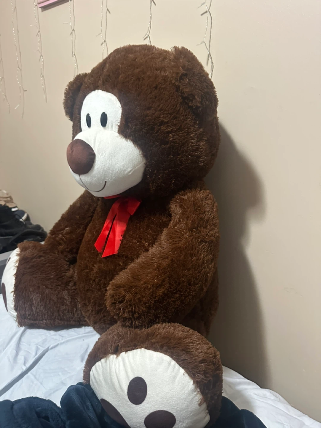 Giant Brown Teddy Bear with Red Bow - photo 2