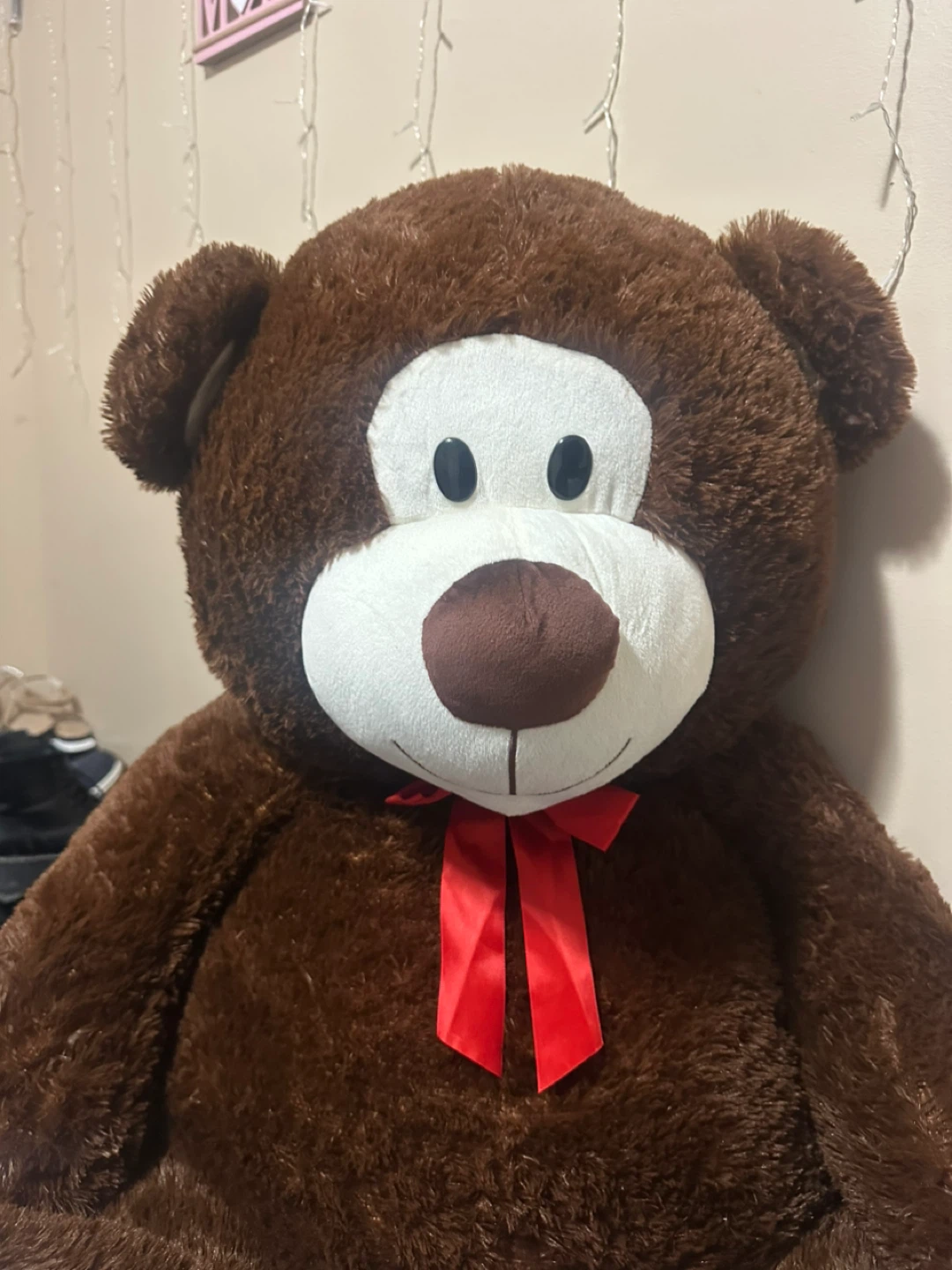 Giant Brown Teddy Bear with Red Bow - photo 4
