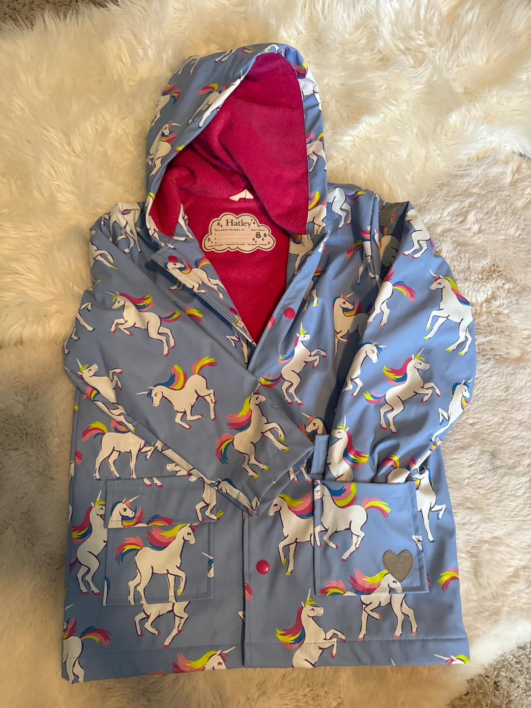 Hatley Unicorn Rain Jacket Size 8