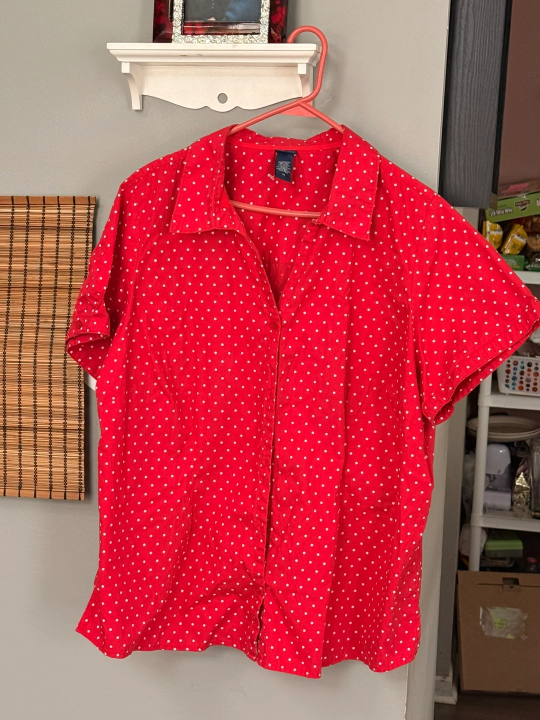 Red Polka Dot Button Up Shirt - Size 3X