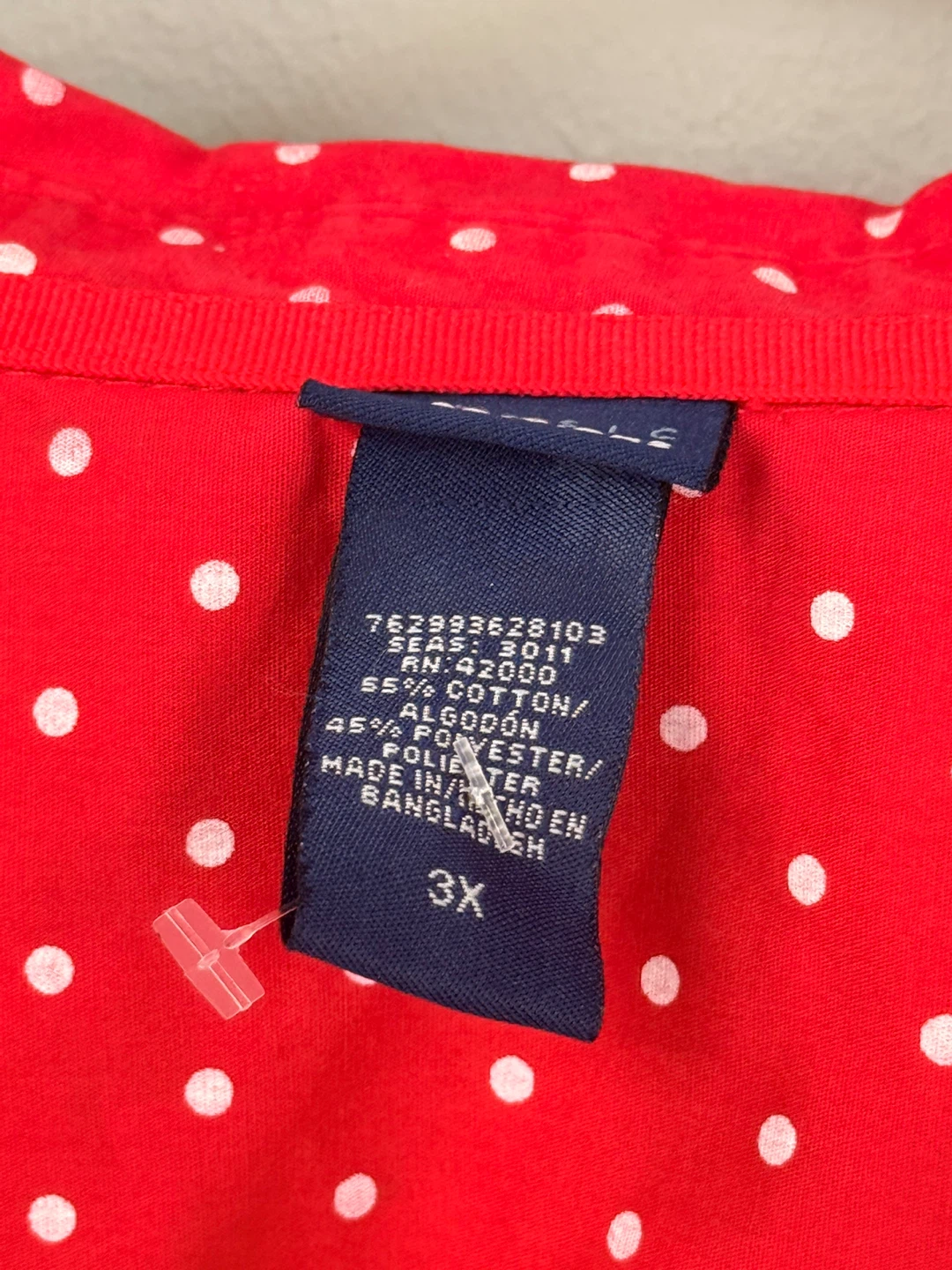 Red Polka Dot Button Up Shirt - Size 3X - photo 2
