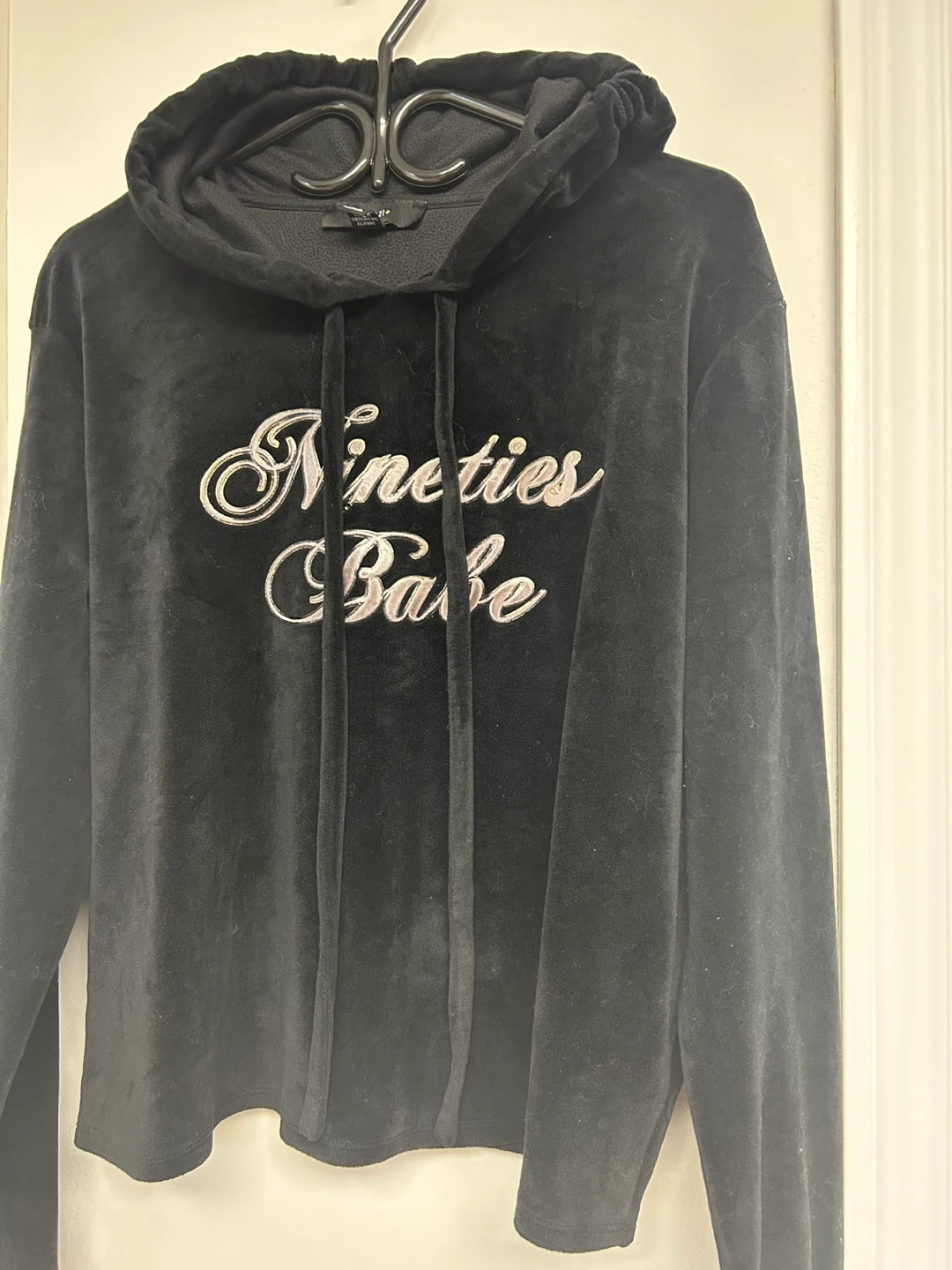 Black Velour Hoodie & Leggings Set "Nineties Babe" - Size 1X - photo 2
