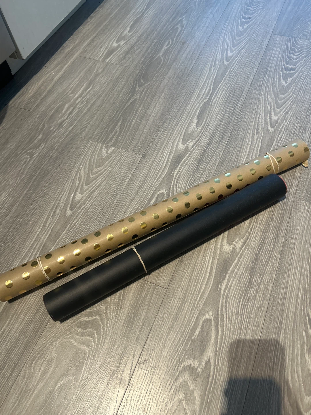 Wrapping Paper Rolls - Gold Polka Dot and Black