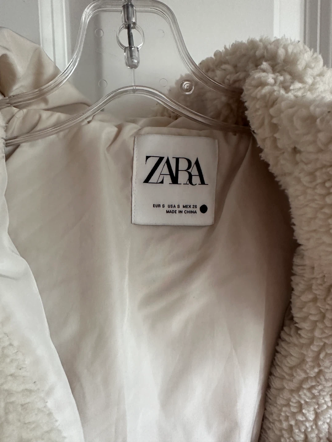 ZARA Cream Teddy Fleece Hooded Jacket - Size S - photo 3