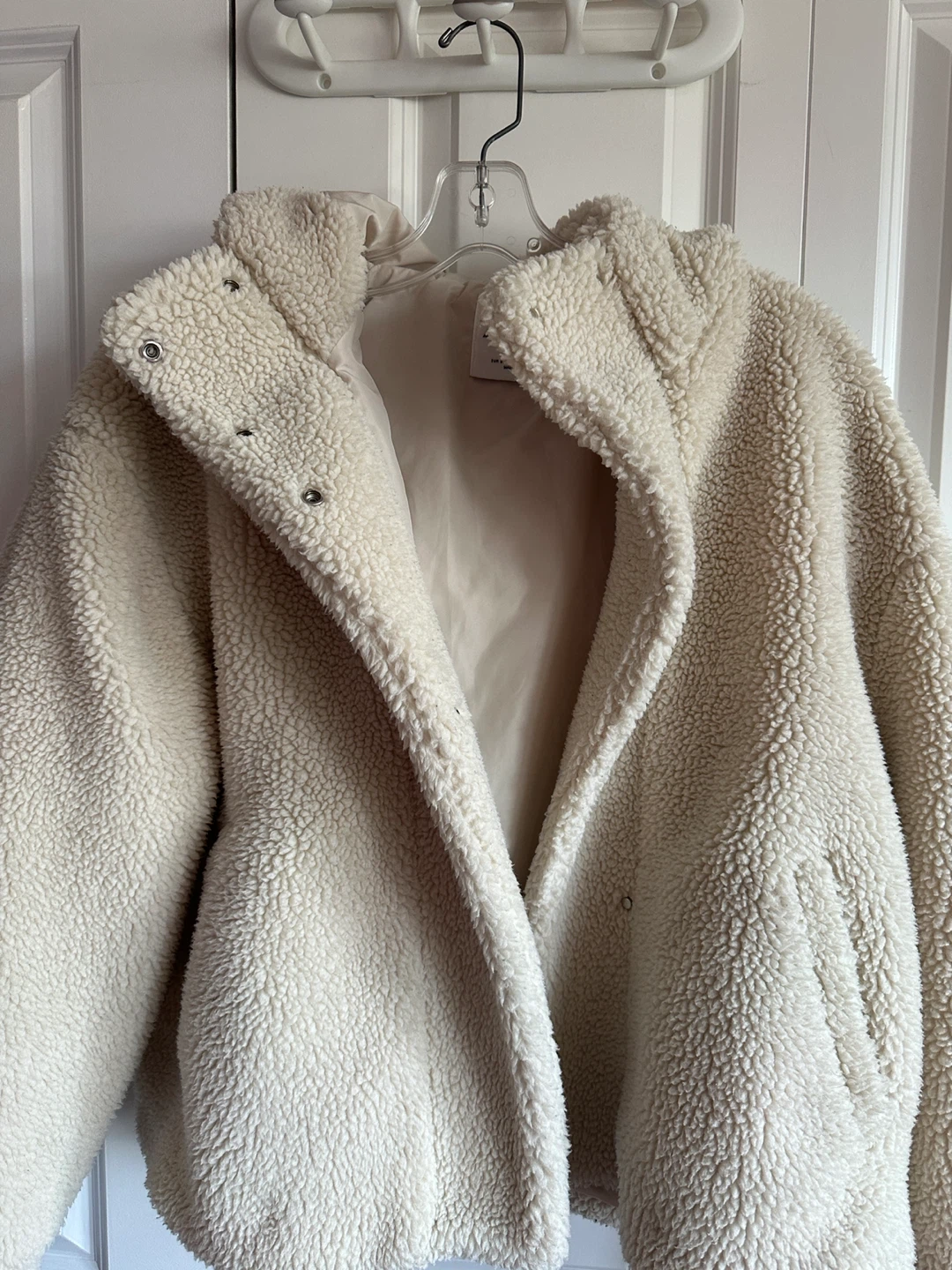 ZARA Cream Teddy Fleece Hooded Jacket - Size S - photo 2