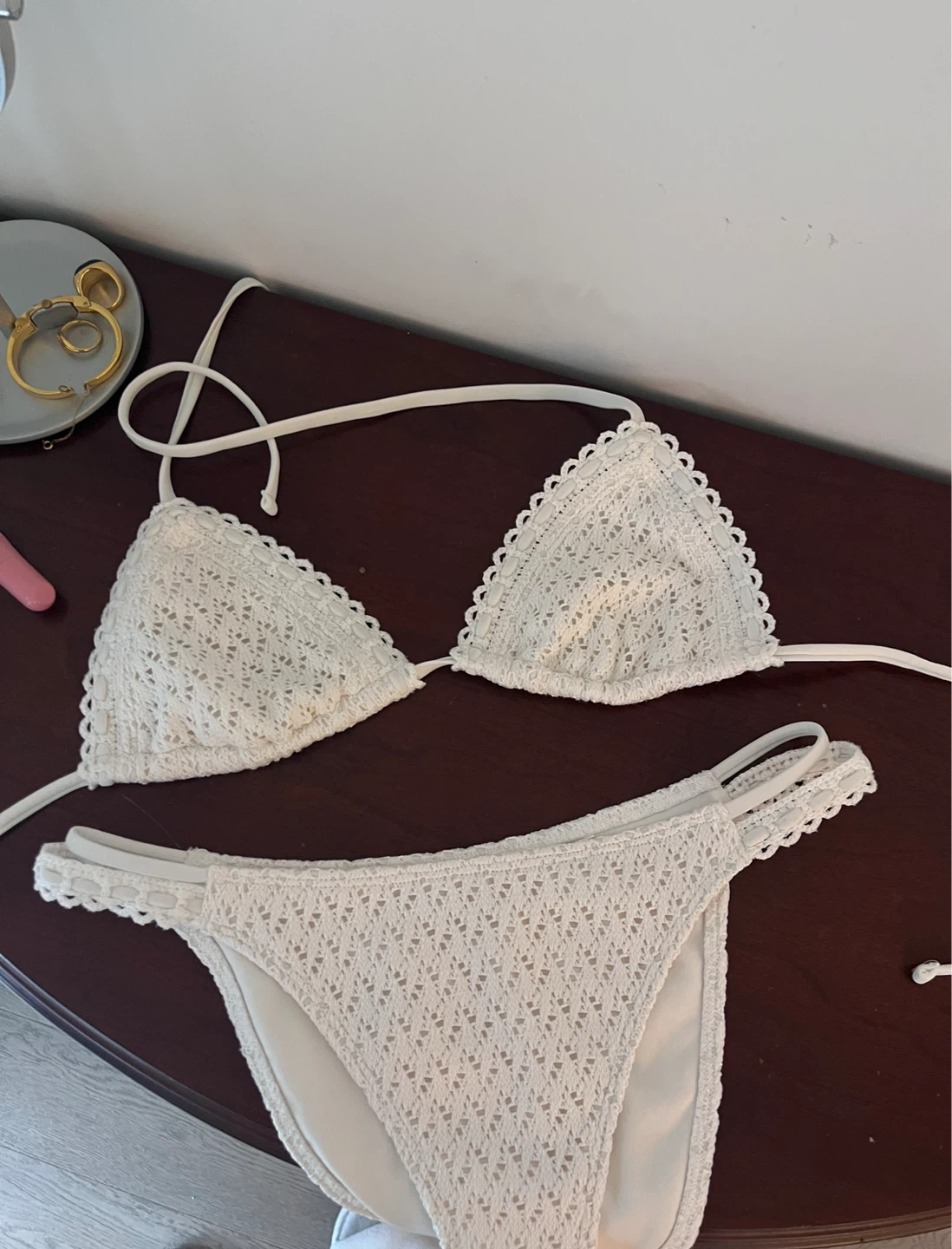 Hollister Crochet Bikini in White