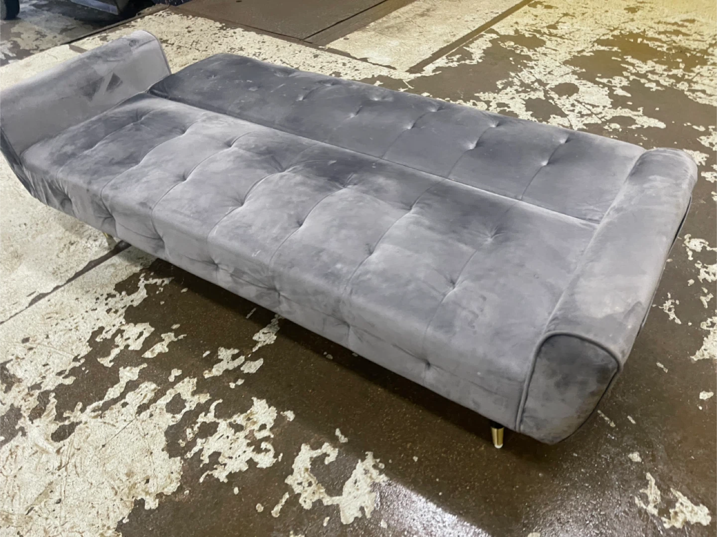 Gray Velvet Tufted Sofa Bed - photo 2