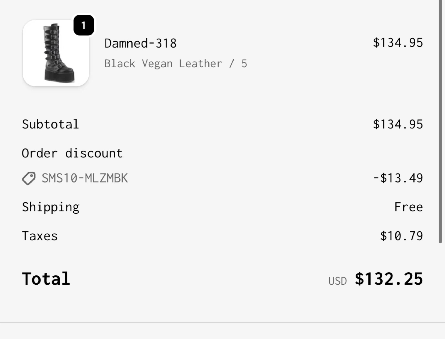Demonia Damned-318 Black Vegan Leather Platform Boots Size 5 - photo 4