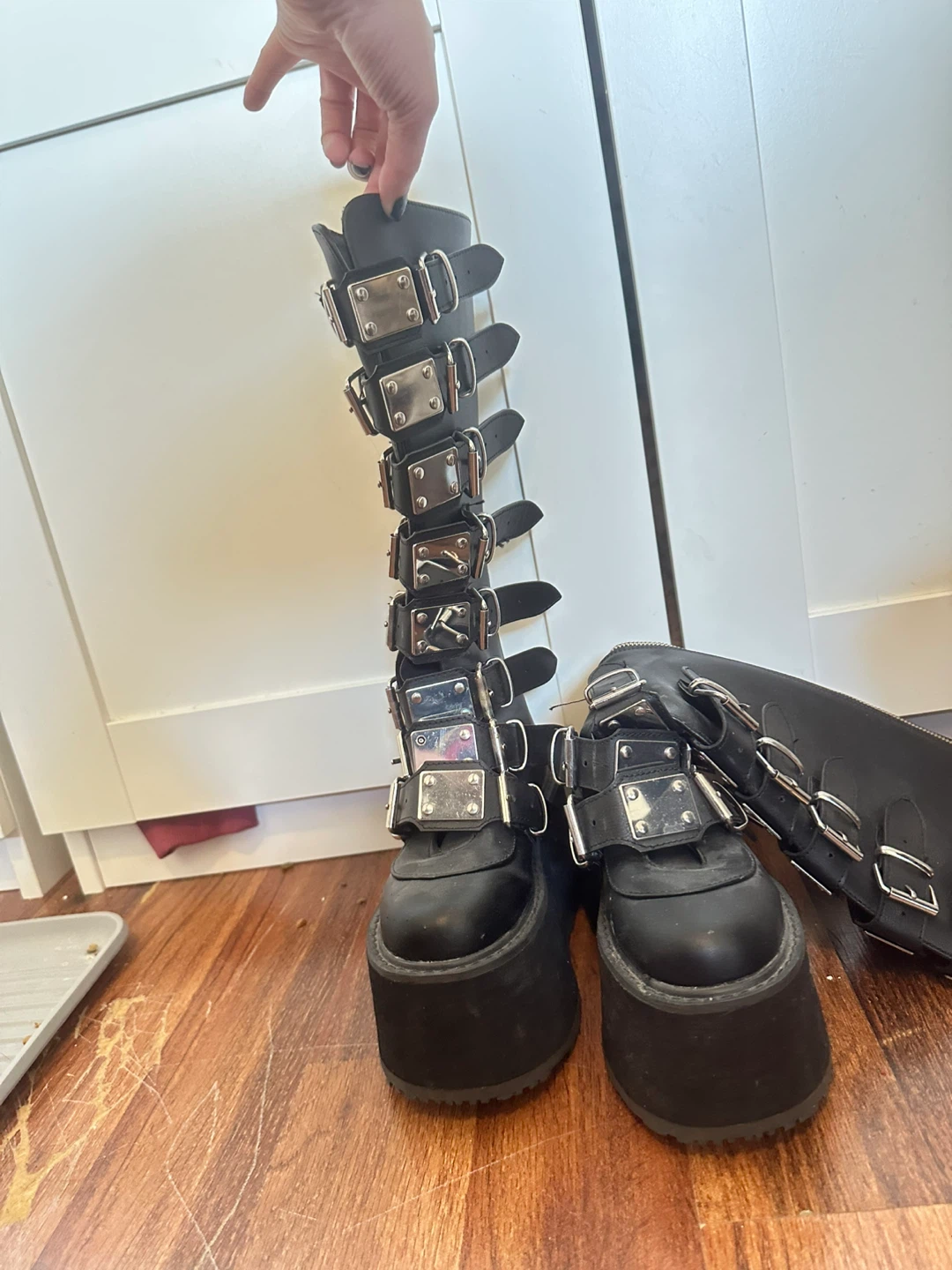 Demonia Damned-318 Black Vegan Leather Platform Boots Size 5 - photo 2