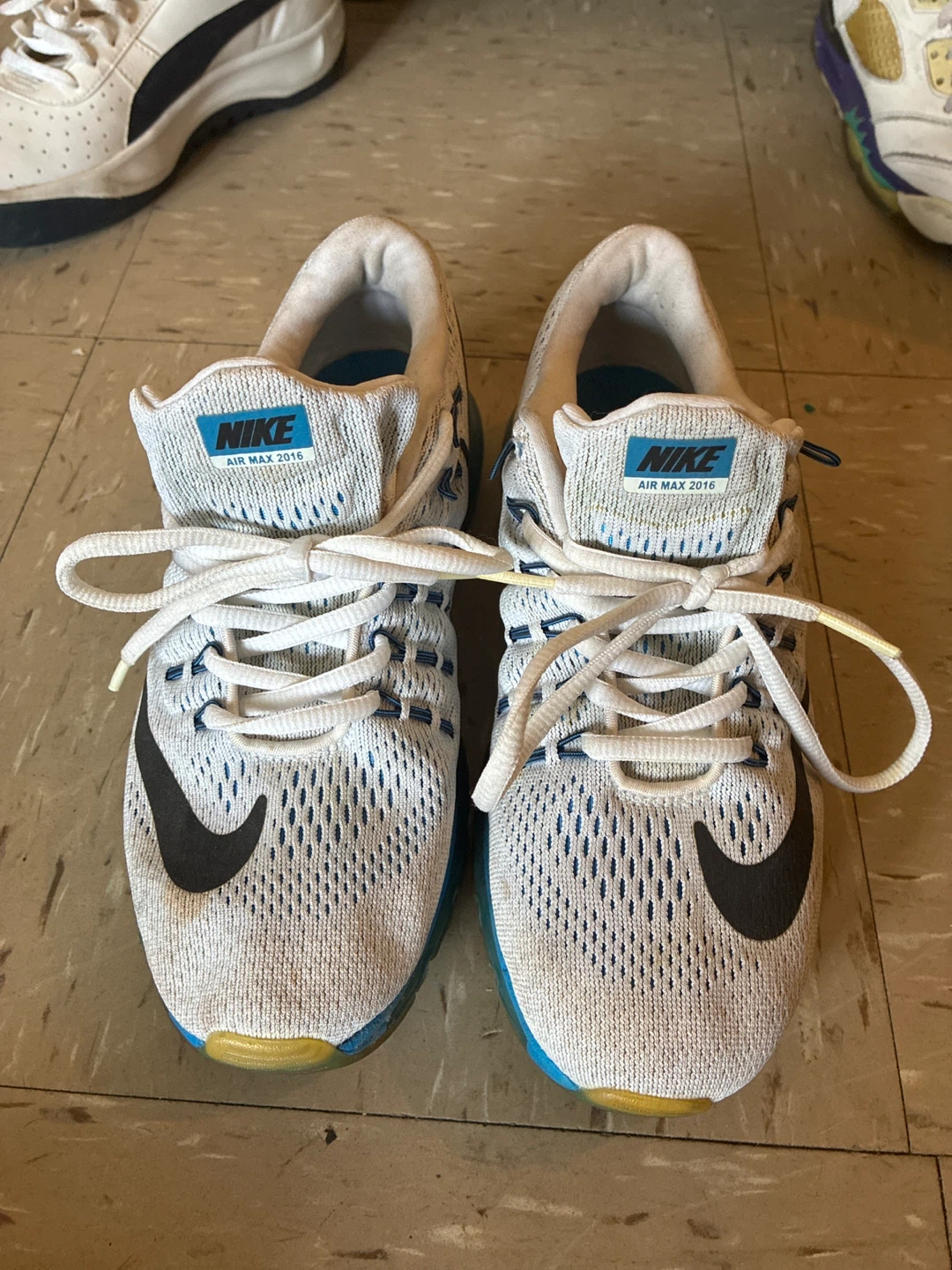 Nike Air Max 2016 Running Shoes White/Blue Size 5.5Y