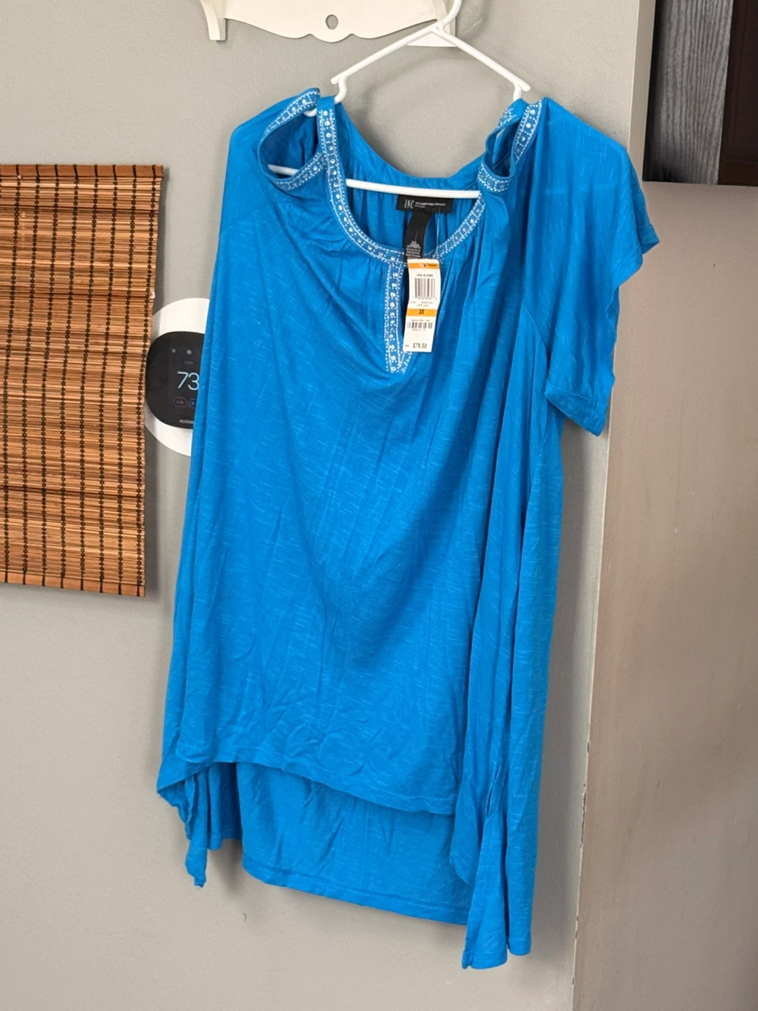 INC Blue Embellished Tunic Top 3X Brand New $79.50