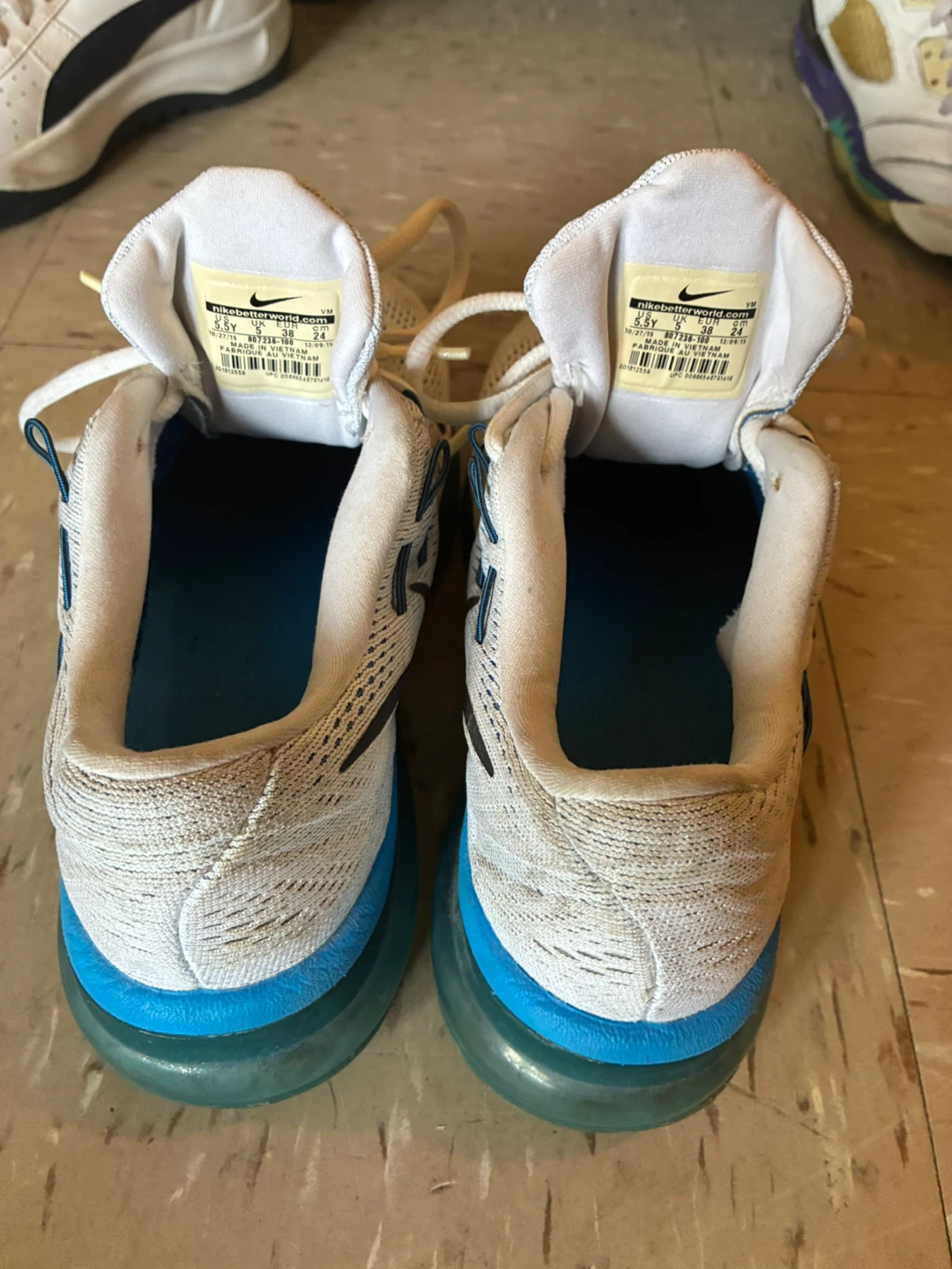Nike Air Max 2016 Running Shoes White/Blue Size 5.5Y - photo 2