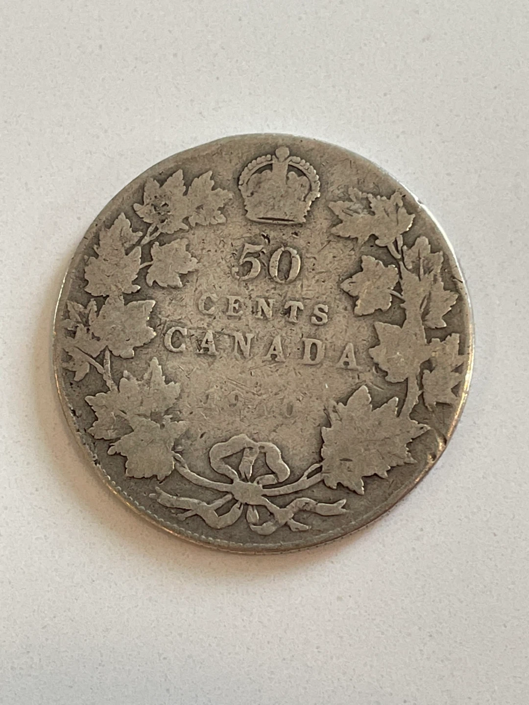 1910 EDWARD V11 Canadian Silver 50 Cent Coin - photo 2
