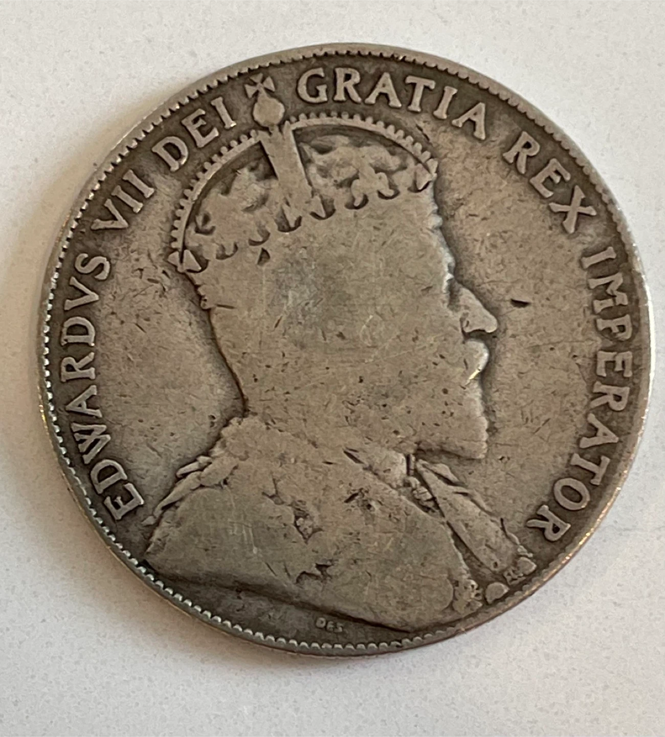 1910 EDWARD V11 Canadian Silver 50 Cent Coin