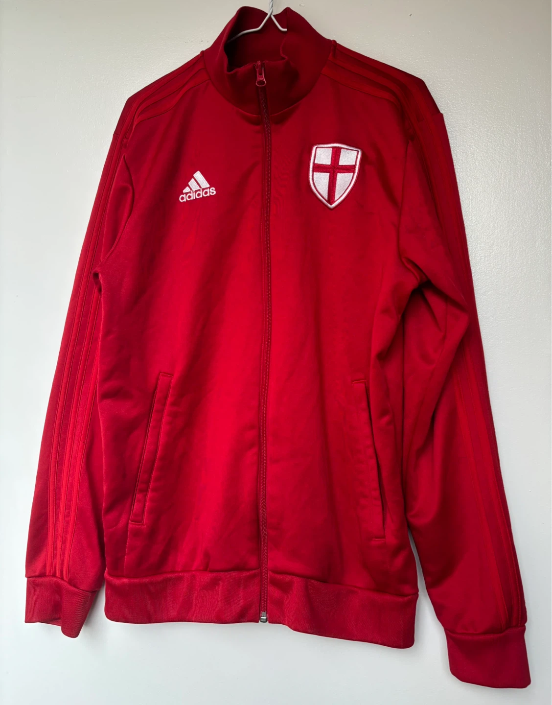 Adidas Track Jacket Red Logo Crest Size M
