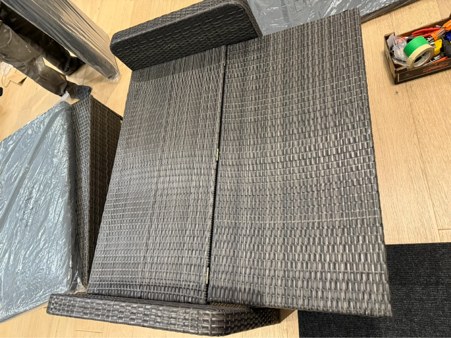 Grey Rattan Loveseat with Ottoman - photo 3