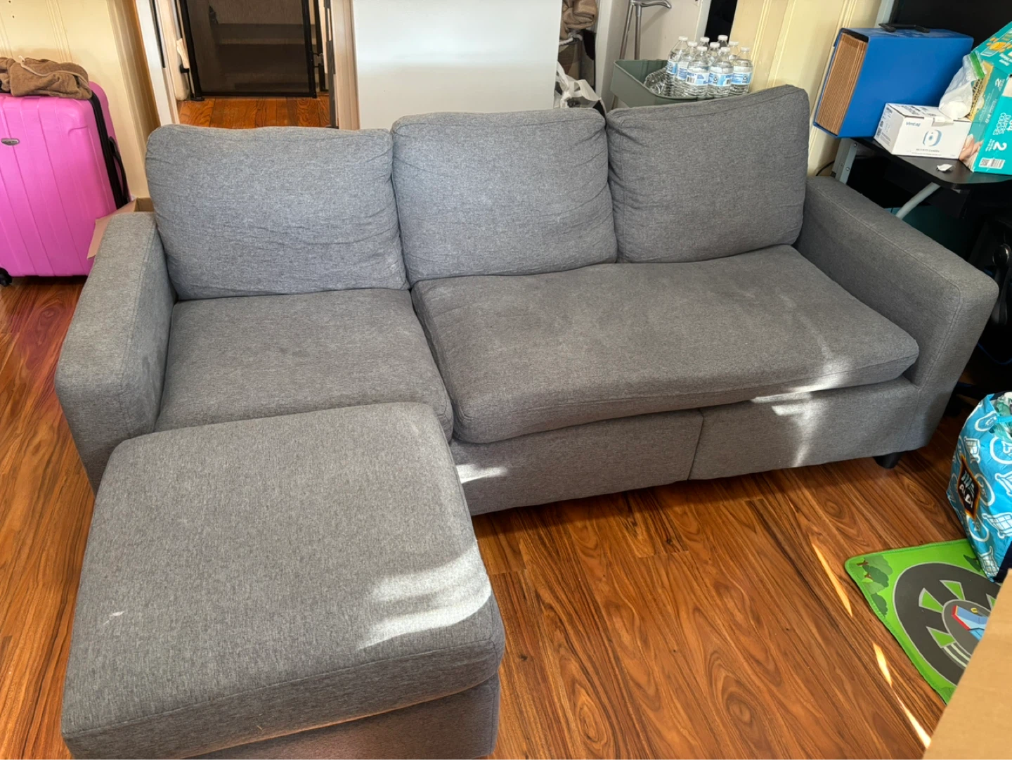 Gray Sectional Sofa with Ottoman