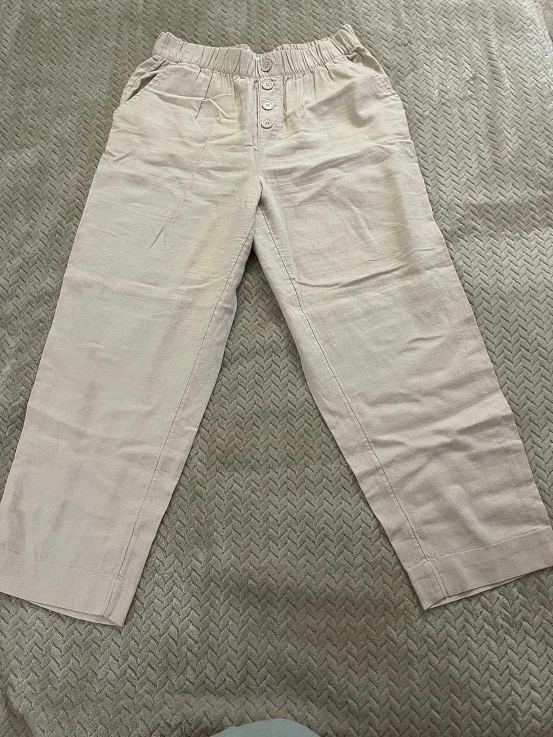 LOFT Outlet Beige Button-Front Cropped Pants Size M - photo 3