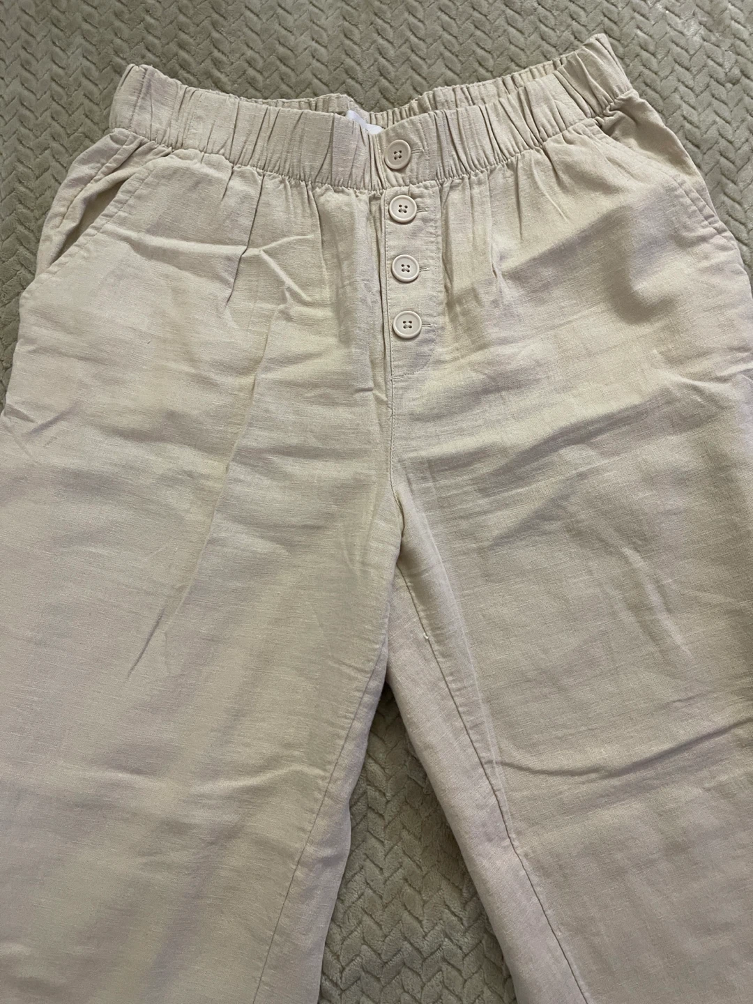 LOFT Outlet Beige Button-Front Cropped Pants Size M - photo 4