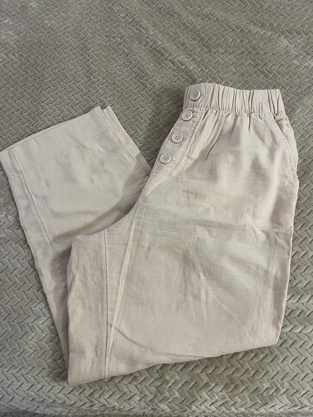 LOFT Outlet Beige Button-Front Cropped Pants Size M