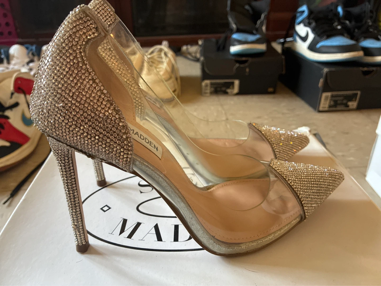 Steve Madden Crystal Embellished Clear Heels - photo 2