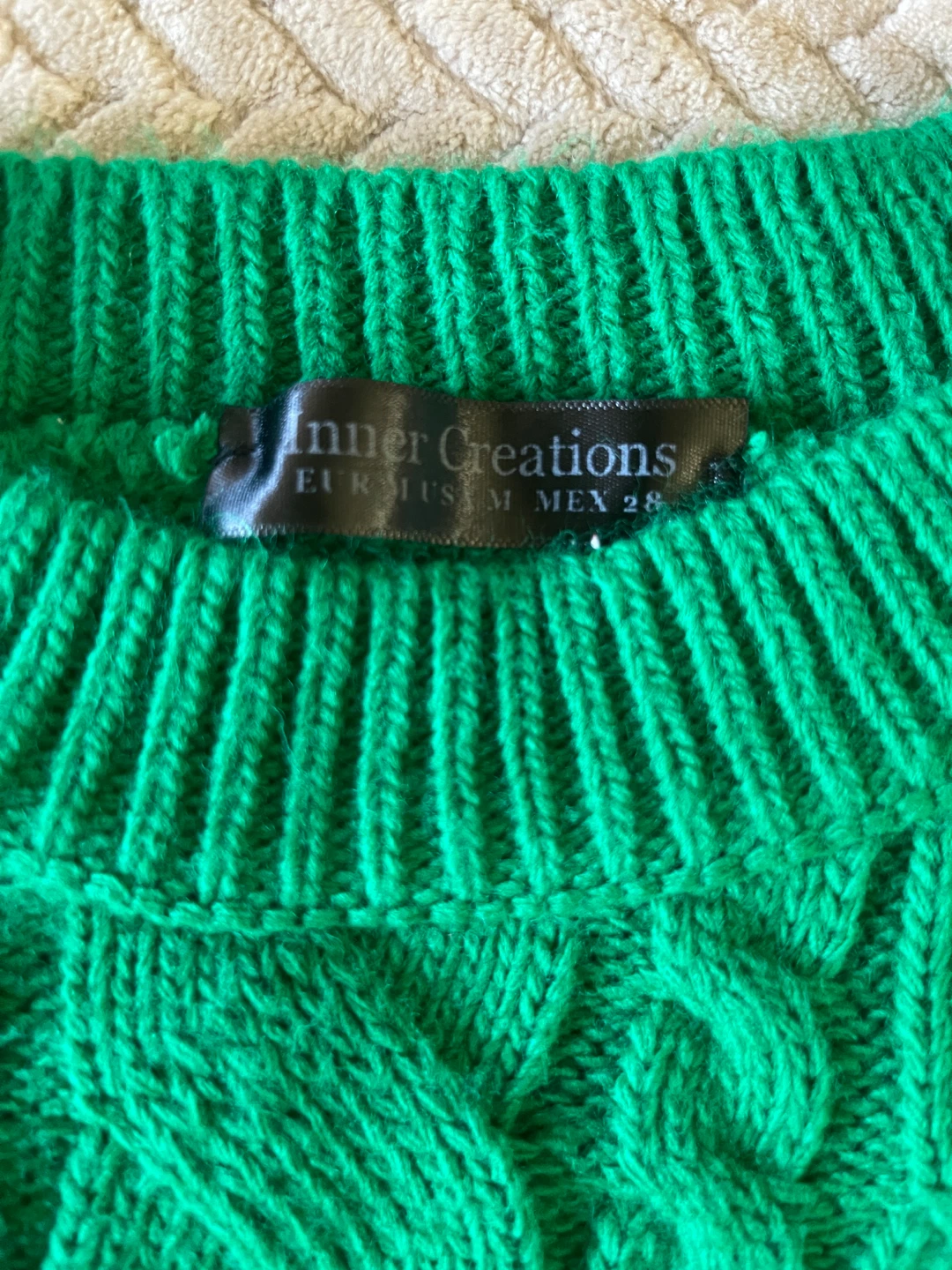 Inner Creations Green Cable Knit Sweater - Size M - photo 4