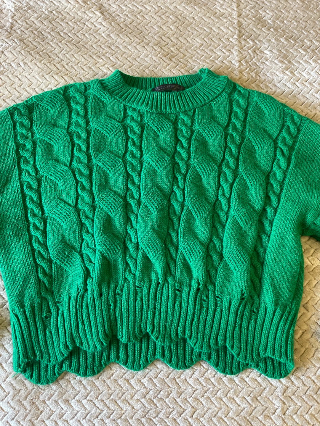 Inner Creations Green Cable Knit Sweater - Size M - photo 2