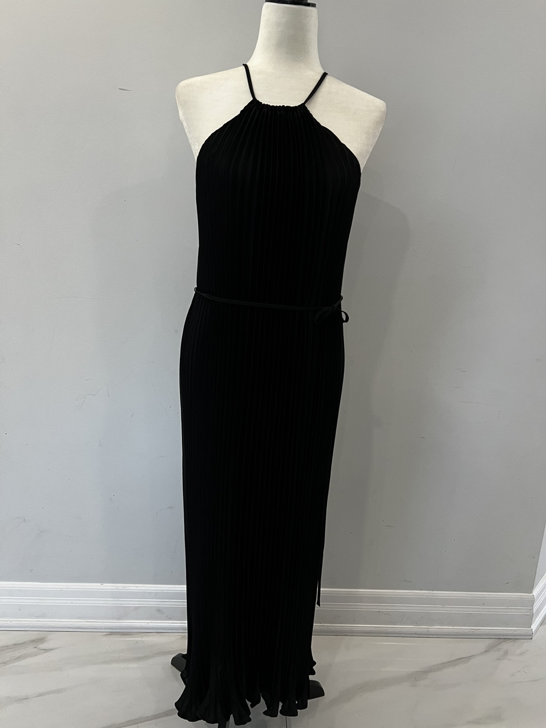 NEW Banana Republic Black Pleated Halter Maxi Dress