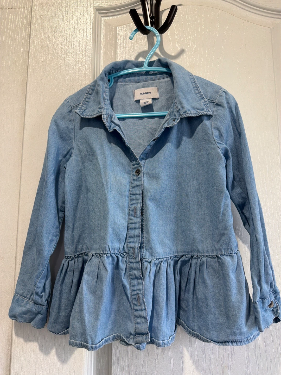 Old Navy Girls Denim Peplum Shirt