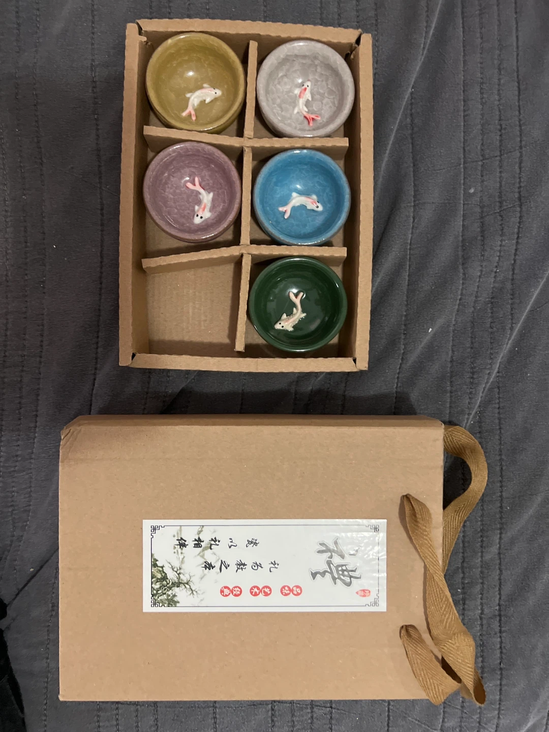 Set of 5 Ceramic Koi Fish Mini Bowls