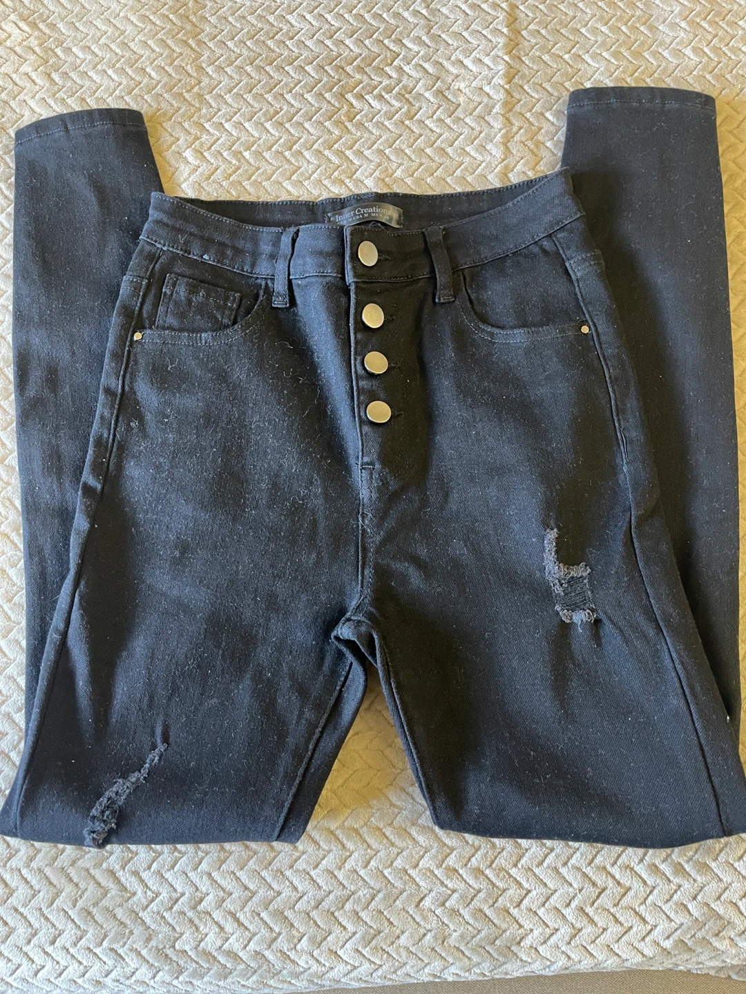 Inner Creations Black Distressed Skinny Jeans