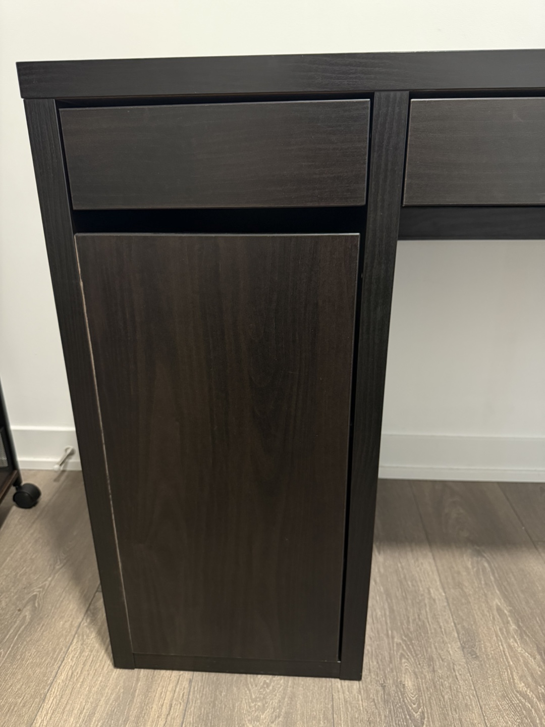 IKEA Micke Black-Brown Desk with Drawers and Cabinet - photo 3
